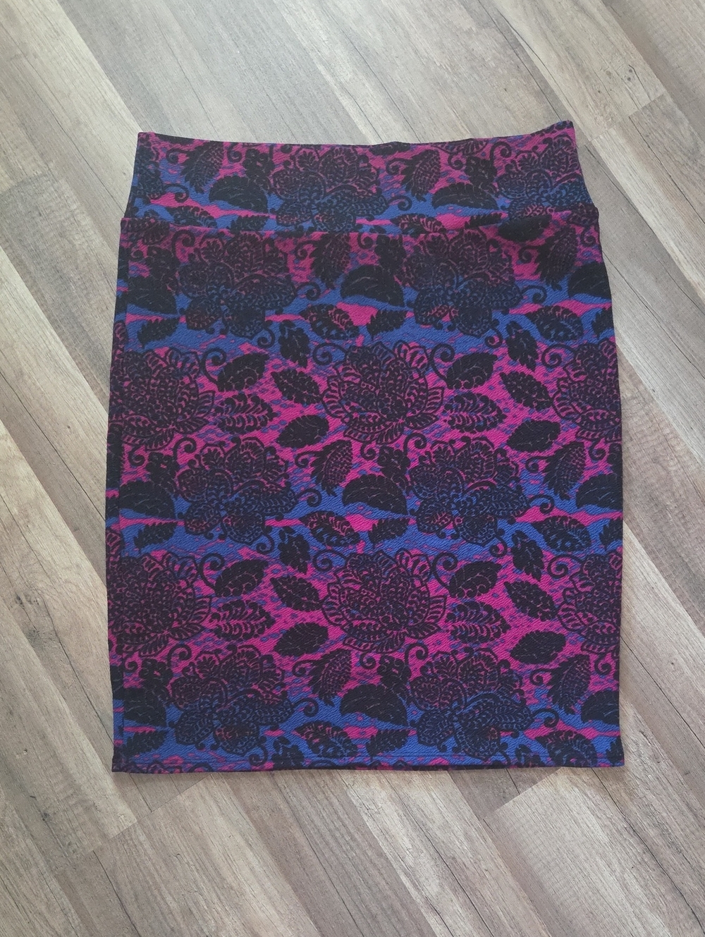 LuLaRoe Pink and Blue Floral Pencil Skirt